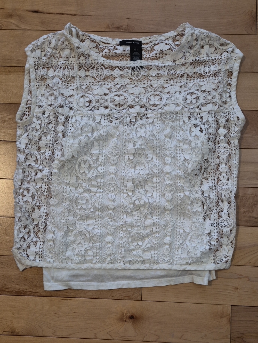 DKNY Women's Size Small Off White Lace Overlay Sleeveless Camisole